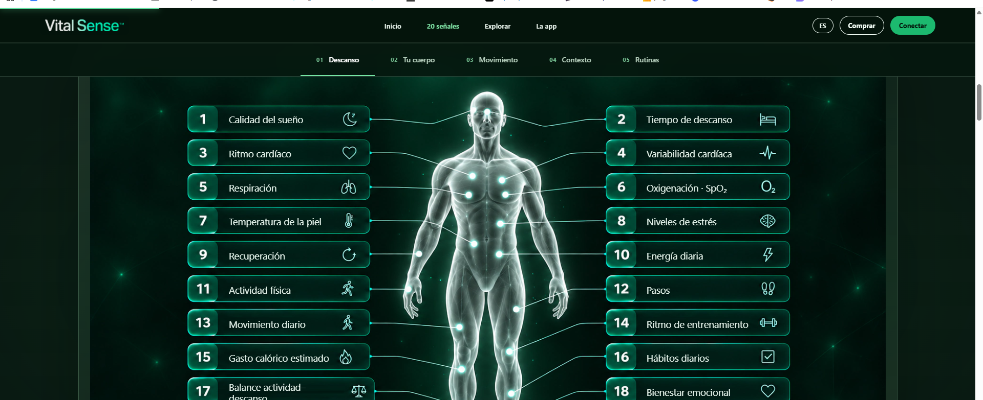 VitalSense - 20 señales de bienestar